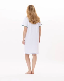Chemise De Nuit En Coton VALENSOLE 901 Blanc -Pyjama Chic Femme Magasin chemise de nuit en coton valensole 901 blanc 5