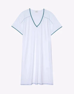 Chemise De Nuit En Coton VALENSOLE 901 Blanc -Pyjama Chic Femme Magasin chemise de nuit en coton valensole 901 blanc 6