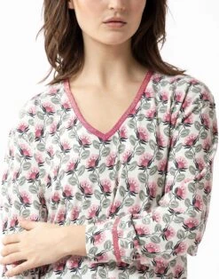 Chemise De Nuit En Jersey Imprimée écru ZOÉ 601 écru -Pyjama Chic Femme Magasin chemise de nuit en jersey imprimee ecru zoe 601 ecru 3
