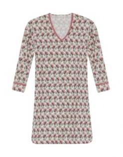 Chemise De Nuit En Jersey Imprimée écru ZOÉ 601 écru -Pyjama Chic Femme Magasin chemise de nuit en jersey imprimee ecru zoe 601 ecru 5