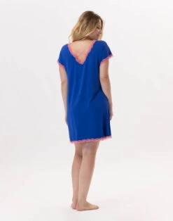 Chemise De Nuit En Viscose PALOMA 901 Bleu -Pyjama Chic Femme Magasin chemise de nuit en viscose paloma 901 bleu 5