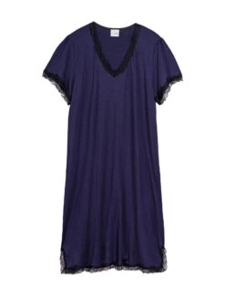 Chemise De Nuit En Viscose SUBLIME 801 Marine -Pyjama Chic Femme Magasin chemise de nuit en viscose sublime 801 marine 6