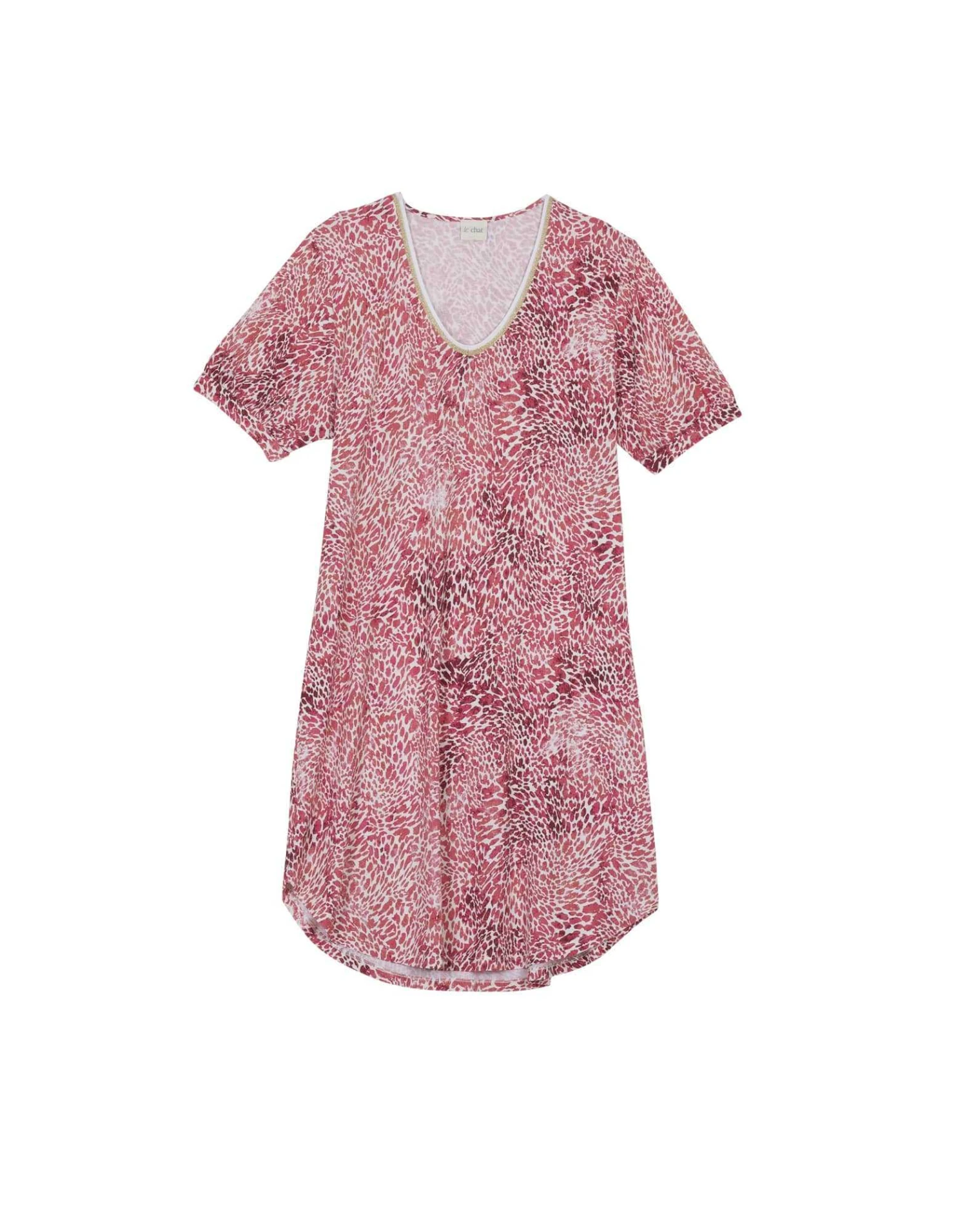 Chemise De Nuit Imprimée En Viscose élasthanne VICTORIA 701 Fraise 7 Chemise De Nuit Imprimée En Viscose élasthanne VICTORIA 701 Fraise – Image 7