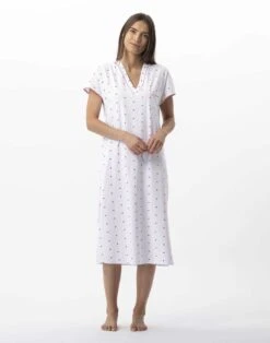 Chemise De Nuit Longue En Coton AMORE 711 Blanc