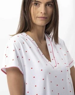 Chemise De Nuit Longue En Coton AMORE 711 Blanc -Pyjama Chic Femme Magasin chemise de nuit longue en coton amore 711 blanc 3