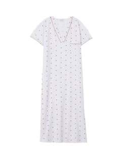 Chemise De Nuit Longue En Coton AMORE 711 Blanc -Pyjama Chic Femme Magasin chemise de nuit longue en coton amore 711 blanc 5