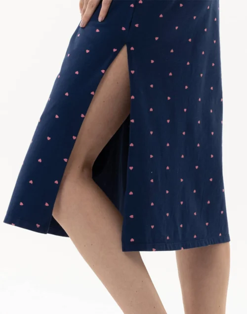 Chemise De Nuit Longue En Coton AMORE 711 Marine 9 Chemise De Nuit Longue En Coton AMORE 711 Marine -Pyjama Chic Femme Magasin chemise de nuit longue en coton amore 711 marine 2