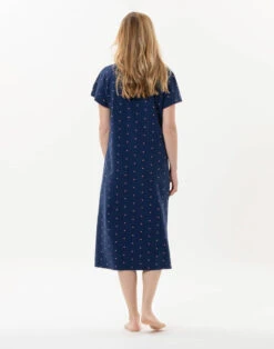 Chemise De Nuit Longue En Coton AMORE 711 Marine -Pyjama Chic Femme Magasin chemise de nuit longue en coton amore 711 marine 5