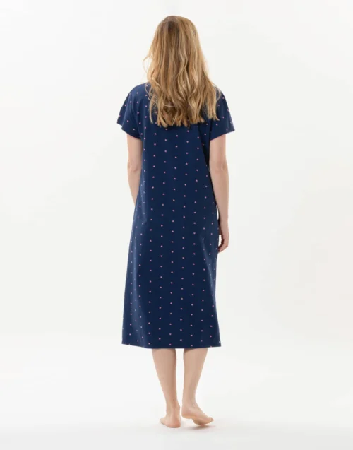 Chemise De Nuit Longue En Coton AMORE 711 Marine 12 Chemise De Nuit Longue En Coton AMORE 711 Marine -Pyjama Chic Femme Magasin chemise de nuit longue en coton amore 711 marine 5