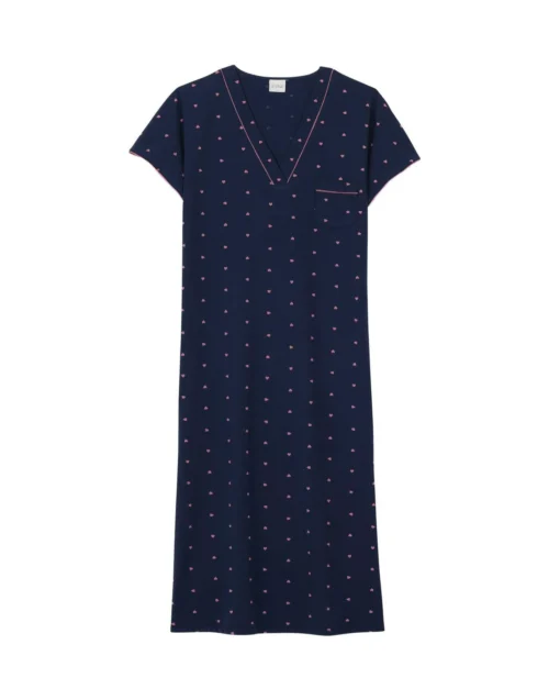 Chemise De Nuit Longue En Coton AMORE 711 Marine 13 Chemise De Nuit Longue En Coton AMORE 711 Marine -Pyjama Chic Femme Magasin chemise de nuit longue en coton amore 711 marine 6
