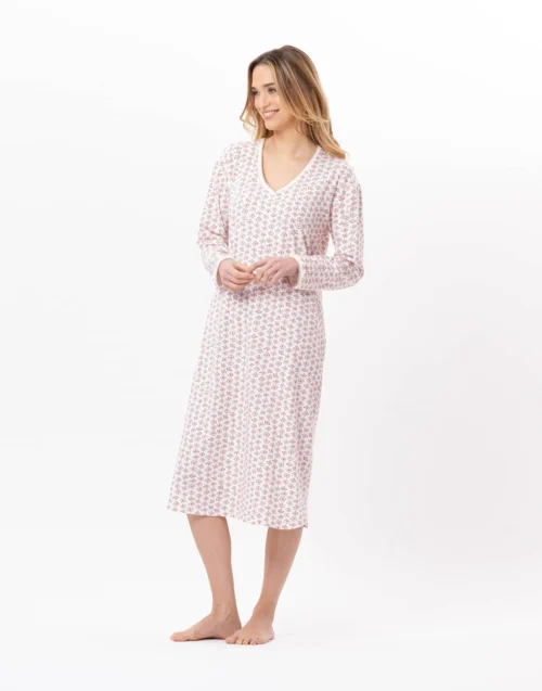 Chemise De Nuit Longue En Coton AURORE 811 Multico 9 Chemise De Nuit Longue En Coton AURORE 811 Multico -Pyjama Chic Femme Magasin chemise de nuit longue en coton aurore 811 multico 3
