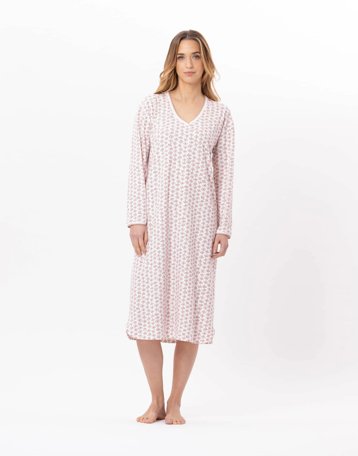 Chemise De Nuit Longue En Coton AURORE 811 Multico 1 Chemise De Nuit Longue En Coton AURORE 811 Multico