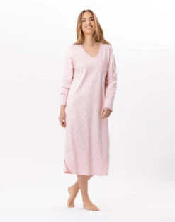 Chemise De Nuit Longue En CotonCHAMADE 811 Blush -Pyjama Chic Femme Magasin chemise de nuit longue en coton chamade 811 blush 2