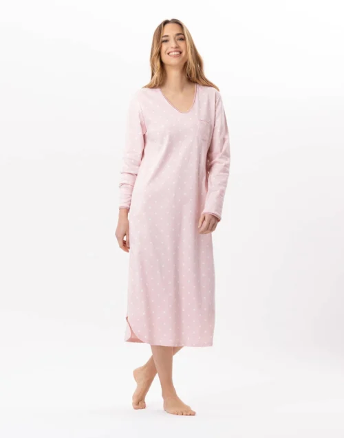 Chemise De Nuit Longue En CotonCHAMADE 811 Blush 9 Chemise De Nuit Longue En CotonCHAMADE 811 Blush -Pyjama Chic Femme Magasin chemise de nuit longue en coton chamade 811 blush 2