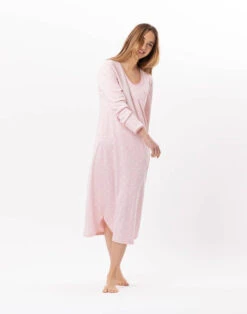 Chemise De Nuit Longue En CotonCHAMADE 811 Blush -Pyjama Chic Femme Magasin chemise de nuit longue en coton chamade 811 blush 3