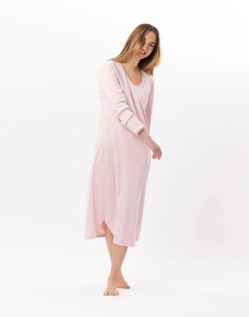 Chemise De Nuit Longue En CotonCHAMADE 811 Blush 10 Chemise De Nuit Longue En CotonCHAMADE 811 Blush -Pyjama Chic Femme Magasin chemise de nuit longue en coton chamade 811 blush 3