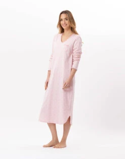 Chemise De Nuit Longue En CotonCHAMADE 811 Blush -Pyjama Chic Femme Magasin chemise de nuit longue en coton chamade 811 blush 4