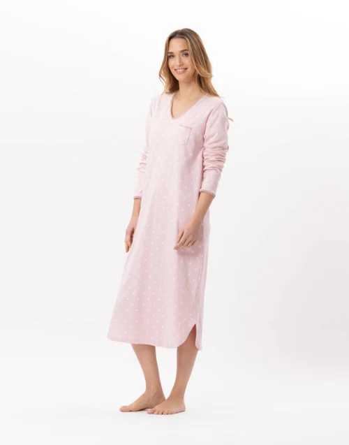 Chemise De Nuit Longue En CotonCHAMADE 811 Blush 11 Chemise De Nuit Longue En CotonCHAMADE 811 Blush -Pyjama Chic Femme Magasin chemise de nuit longue en coton chamade 811 blush 4