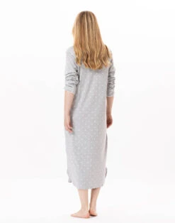 Chemise De Nuit Longue En CotonCHAMADE 811 Gris Chine 10 Chemise De Nuit Longue En CotonCHAMADE 811 Gris Chine -Pyjama Chic Femme Magasin chemise de nuit longue en coton chamade 811 gris chine 4