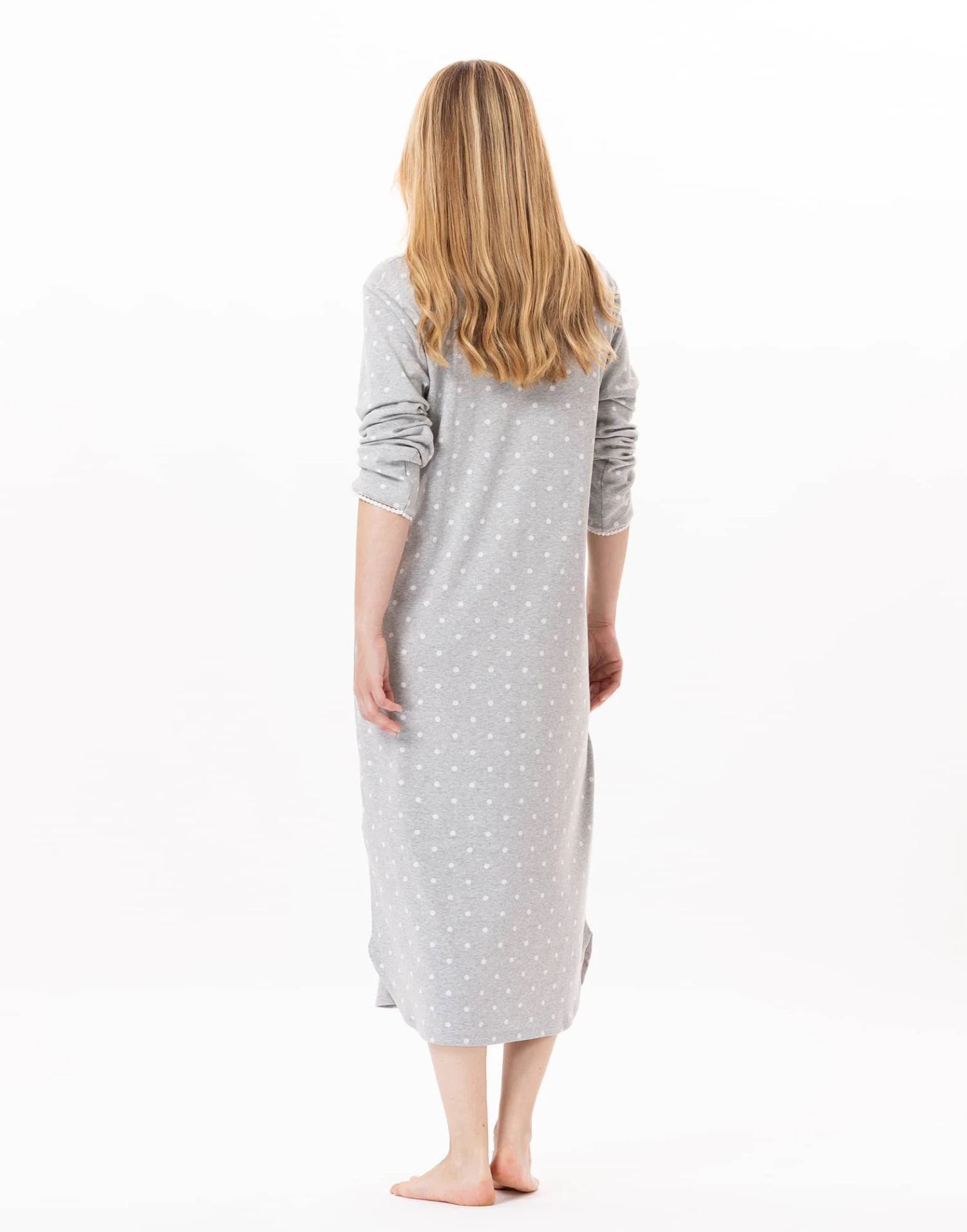 Chemise De Nuit Longue En CotonCHAMADE 811 Gris Chine 5 Chemise De Nuit Longue En CotonCHAMADE 811 Gris Chine – Image 5