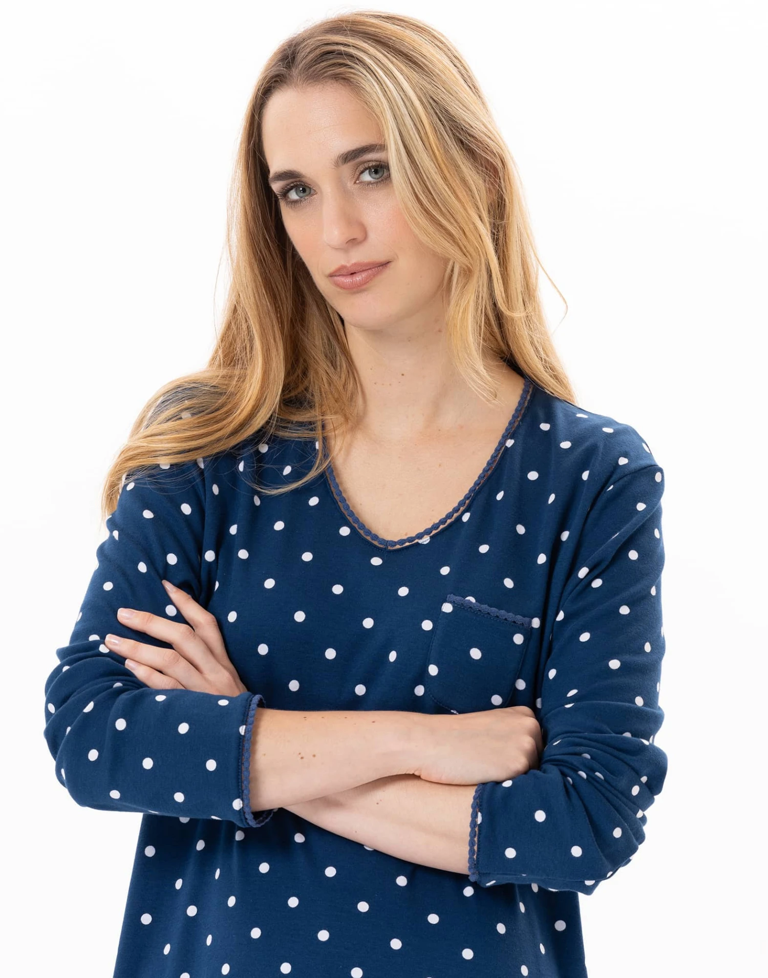 Chemise De Nuit Longue En CotonCHAMADE 811 Prusse 2 Chemise De Nuit Longue En CotonCHAMADE 811 Prusse – Image 2