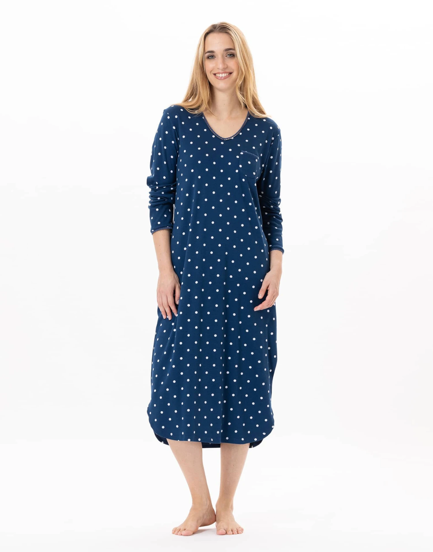 Chemise De Nuit Longue En CotonCHAMADE 811 Prusse 3 Chemise De Nuit Longue En CotonCHAMADE 811 Prusse – Image 3