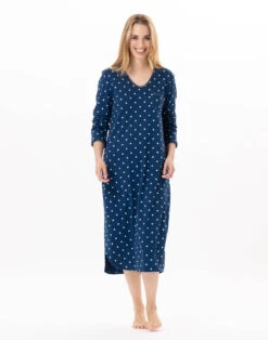 Chemise De Nuit Longue En CotonCHAMADE 811 Prusse