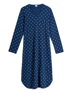 Chemise De Nuit Longue En CotonCHAMADE 811 Prusse 11 Chemise De Nuit Longue En CotonCHAMADE 811 Prusse -Pyjama Chic Femme Magasin chemise de nuit longue en coton chamade 811 prusse 5