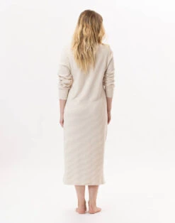 Chemise De Nuit Longue En CotonGARANCE 811 Doré/Ecru -Pyjama Chic Femme Magasin chemise de nuit longue en coton garance 811 dore ecru 4