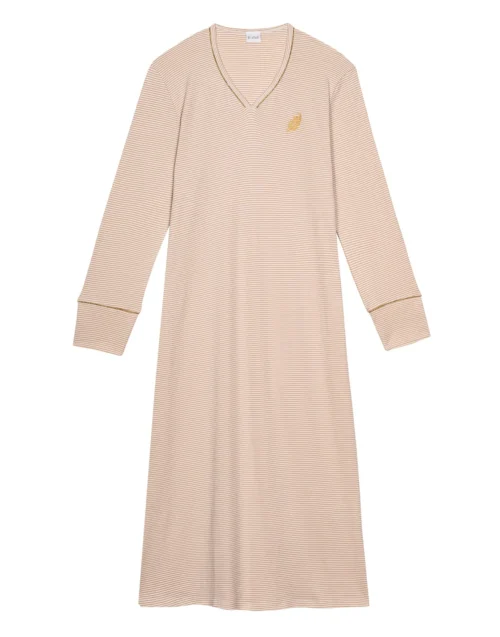Chemise De Nuit Longue En CotonGARANCE 811 Doré/Ecru 11 Chemise De Nuit Longue En CotonGARANCE 811 Doré/Ecru -Pyjama Chic Femme Magasin chemise de nuit longue en coton garance 811 dore ecru 5