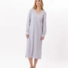 Chemise De Nuit Longue En CotonGARANCE 811 Gris Chine/Blanc