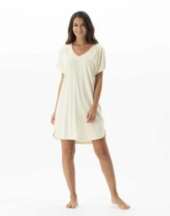 Chemise De Nuit Rayée En Coton Et Modal FRUTTI 701 Anis
