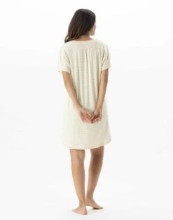 Chemise De Nuit Rayée En Coton Et Modal FRUTTI 701 Anis -Pyjama Chic Femme Magasin chemise de nuit rayee en coton et modal frutti 701 anis 4