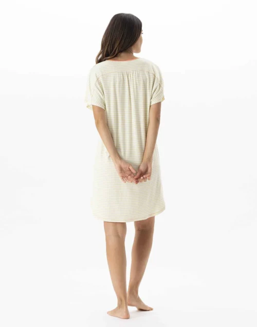 Chemise De Nuit Rayée En Coton Et Modal FRUTTI 701 Anis -Pyjama Chic Femme Magasin chemise de nuit rayee en coton et modal frutti 701 anis 4