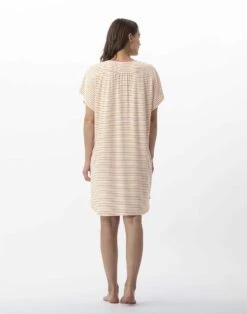 Chemise De Nuit Rayée En Coton Et Modal FRUTTI 701 Mandarine -Pyjama Chic Femme Magasin chemise de nuit rayee en coton et modal frutti 701 mandarine 4