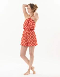 Combishort Imprimé Pois En 100% Coton RIVA 700 Rose -Pyjama Chic Femme Magasin combishort imprime pois en 100 coton riva 700 rose 5