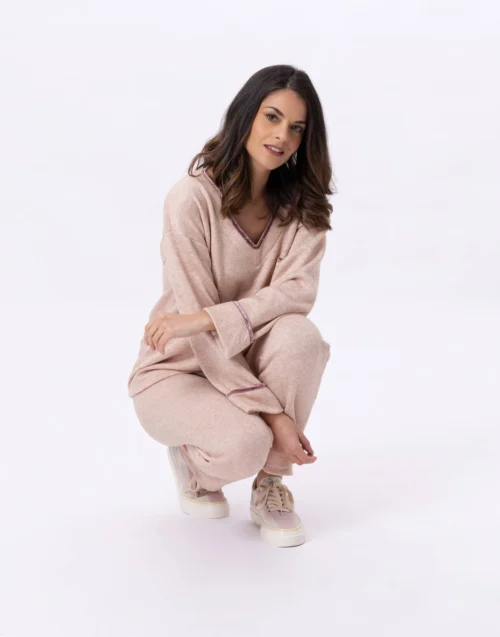 Jogging En Maille Tricot ALPAGA 802 Beige 10 Jogging En Maille Tricot ALPAGA 802 Beige -Pyjama Chic Femme Magasin jogging en maille tricot alpaga 802 beige 3