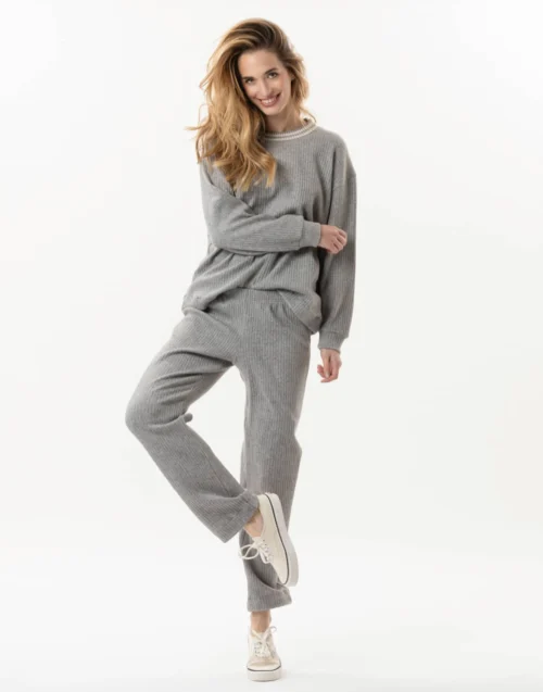 Jogging En Maille Tricot ESMEE 802 Gris Chine -Pyjama Chic Femme Magasin jogging en maille tricot esmee 802 gris chine 4