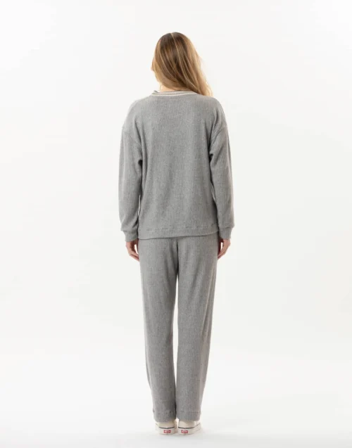 Jogging En Maille Tricot ESMEE 802 Gris Chine -Pyjama Chic Femme Magasin jogging en maille tricot esmee 802 gris chine 6