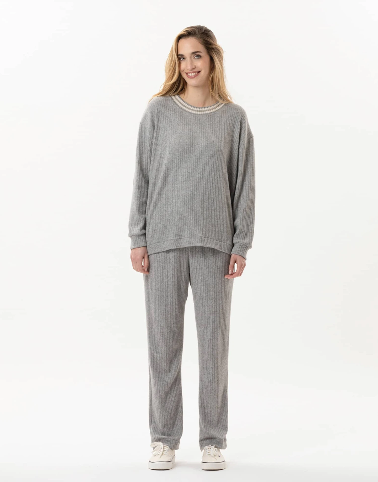 Jogging En Maille Tricot ESMEE 802 Gris Chine 1 Jogging En Maille Tricot ESMEE 802 Gris Chine