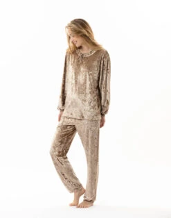Jogging En Panne De Velours PLATINE 802 Doré -Pyjama Chic Femme Magasin jogging en panne de velours platine 802 dore 4