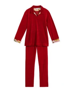 Jogging En Velours ALLEGRA 822 Tomette -Pyjama Chic Femme Magasin jogging en velours allegra 822 tomette 6