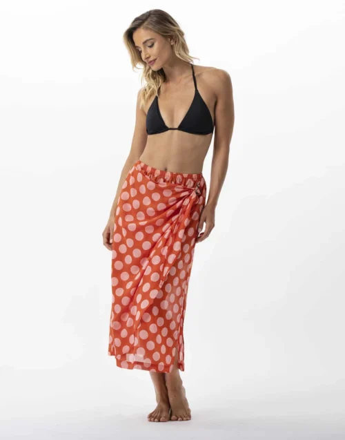 Jupe Paréo Imprimée Pois En 100% Coton RIVA 780 Rose