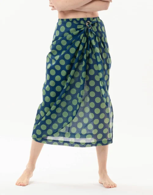 Jupe Paréo Imprimée Pois En 100% Coton RIVA 780 Vert -Pyjama Chic Femme Magasin jupe pareo imprimee pois en 100 coton riva 780 vert 2