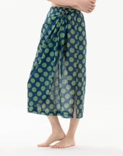 Jupe Paréo Imprimée Pois En 100% Coton RIVA 780 Vert -Pyjama Chic Femme Magasin jupe pareo imprimee pois en 100 coton riva 780 vert 4