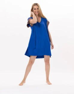 Kaftan En Jersey PAMPELONNE 940 Bleu -Pyjama Chic Femme Magasin kaftan en jersey pampelonne 940 bleu 2