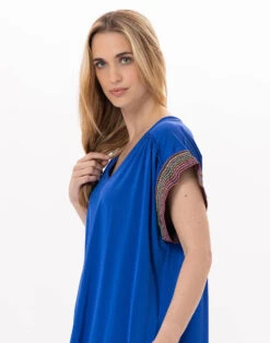 Kaftan En Jersey PAMPELONNE 940 Bleu -Pyjama Chic Femme Magasin kaftan en jersey pampelonne 940 bleu 3