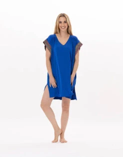 Kaftan En Jersey PAMPELONNE 940 Bleu -Pyjama Chic Femme Magasin kaftan en jersey pampelonne 940 bleu 4
