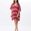 Kaftan En Maille Ajourée BAHIA 740 Rose Multico