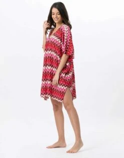 Kaftan En Maille Ajourée BAHIA 740 Rose Multico -Pyjama Chic Femme Magasin kaftan en maille ajouree bahia 740 rose multico 4